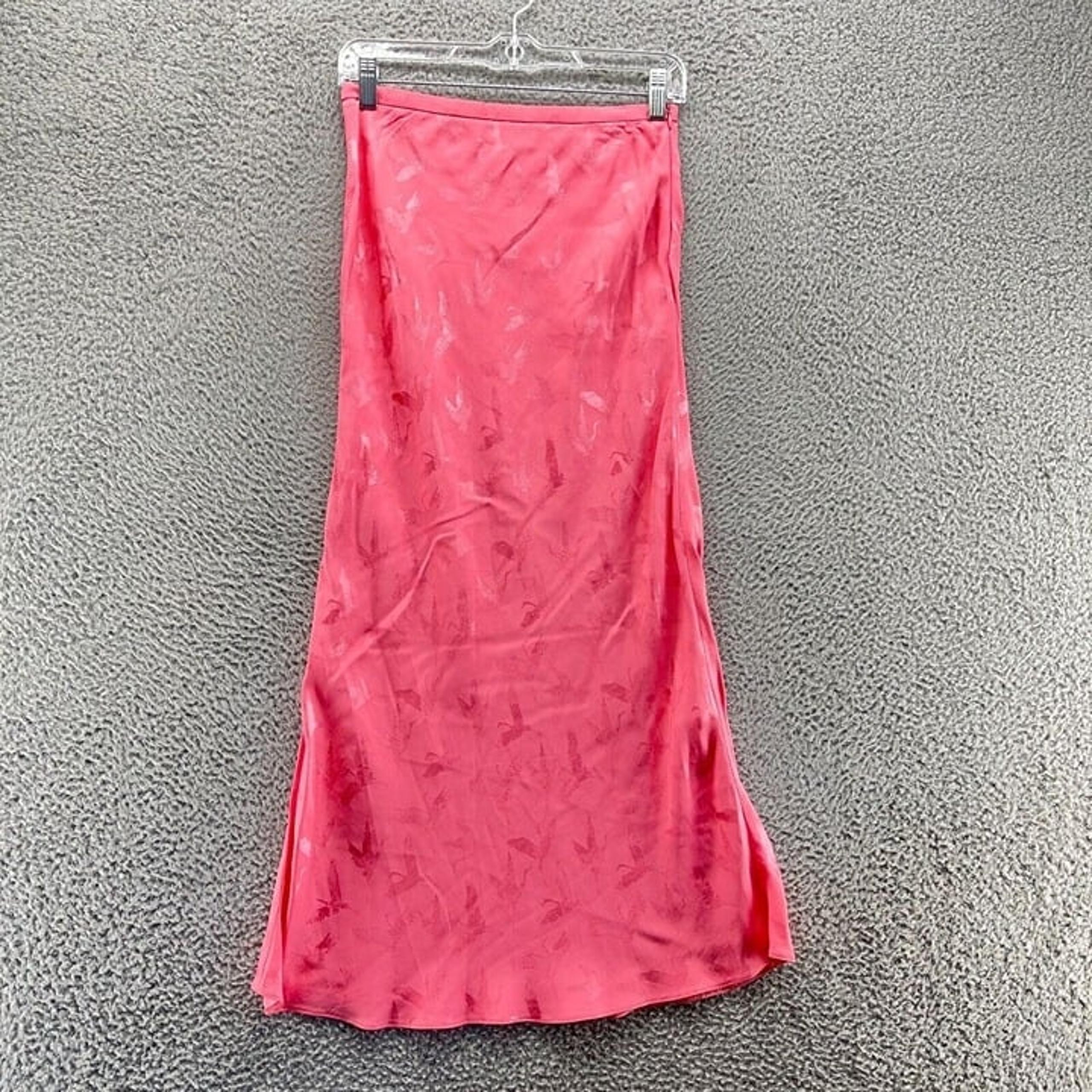 Maje Skirt Womens 36 Pink A-Line Skirt Slitted Zip Close Silky New $295