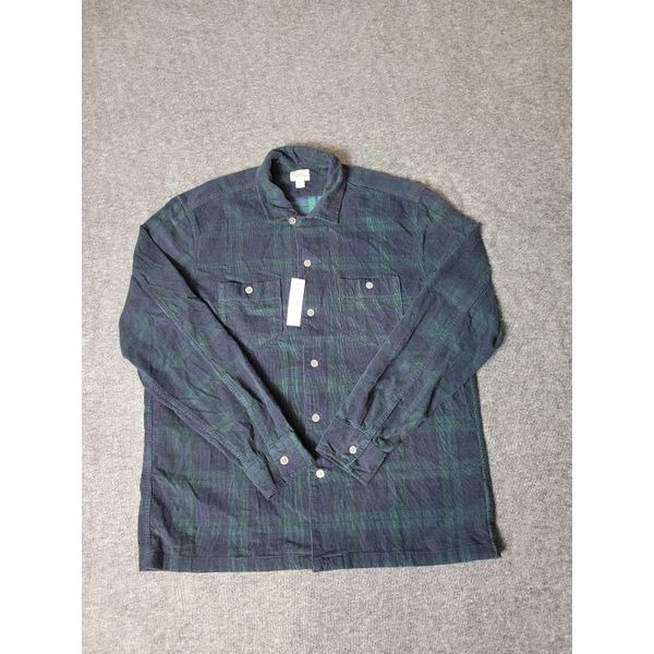 J.Crew Courduroy Men's Long Sleeve Shirt Size L Flannel Green Black Plaid New