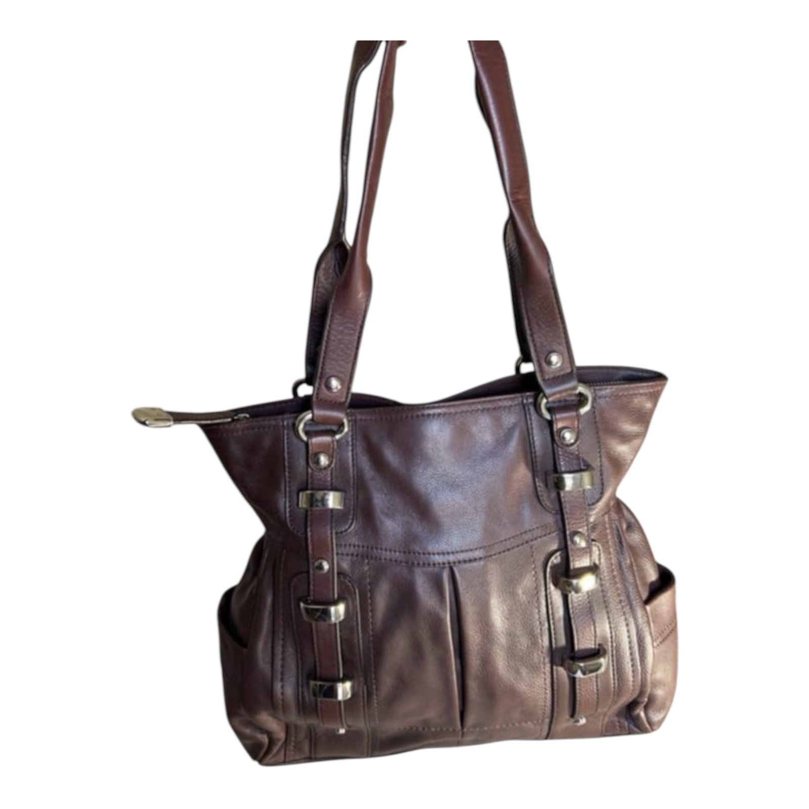 B Makowsky Brown 100% Genuine Leather Hobo Shoulder Bag