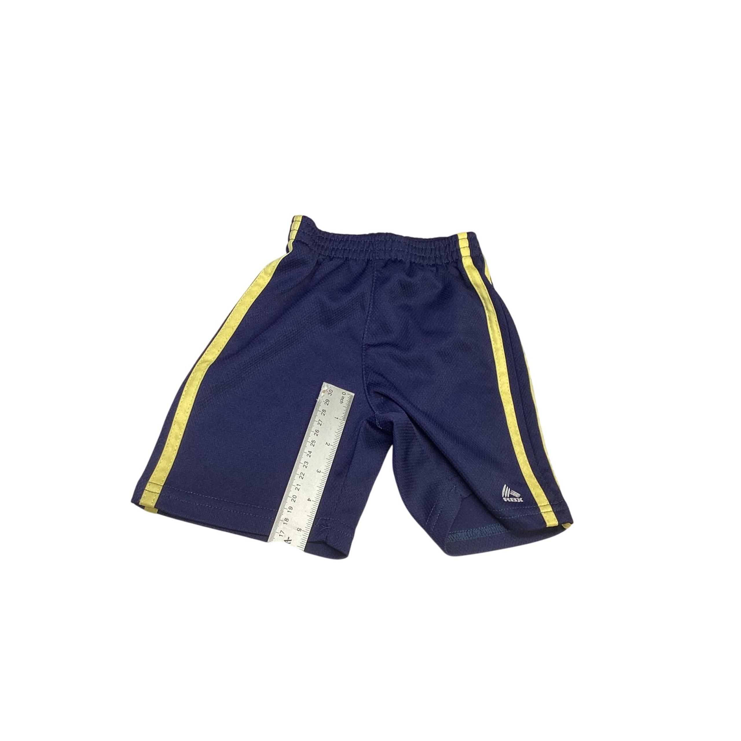 RBX Men's Polyester Embroidered Logo Elastic Waist Athletic Short Blue Size 32