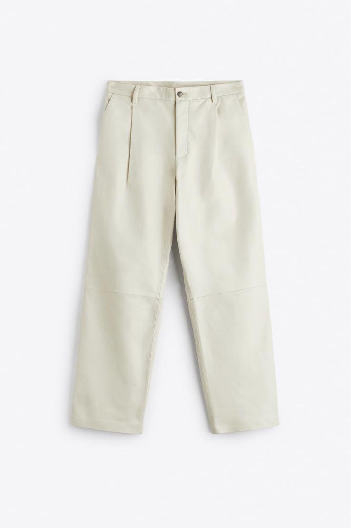 ZARA EDITION LEATHER TROUSERS CREAM 44