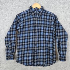 Sir Pendleton Boy's Size M Blue Plaid Wool Shirt Heavy Warm Outdoors Winter