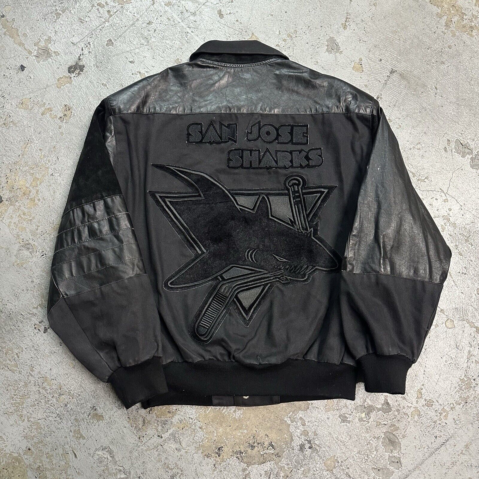 Vintage Jeff Hamilton San Jose Sharks Black Jacket XL NHL Hockey RARE