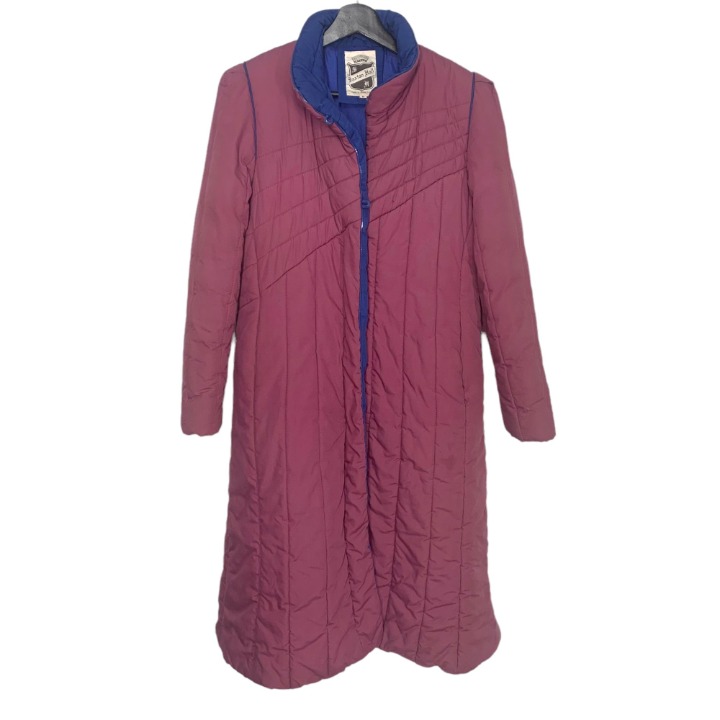 Vintage 80s Plum Burgundy Saxton Hall Quilted Long Zip Up Jacket Medium