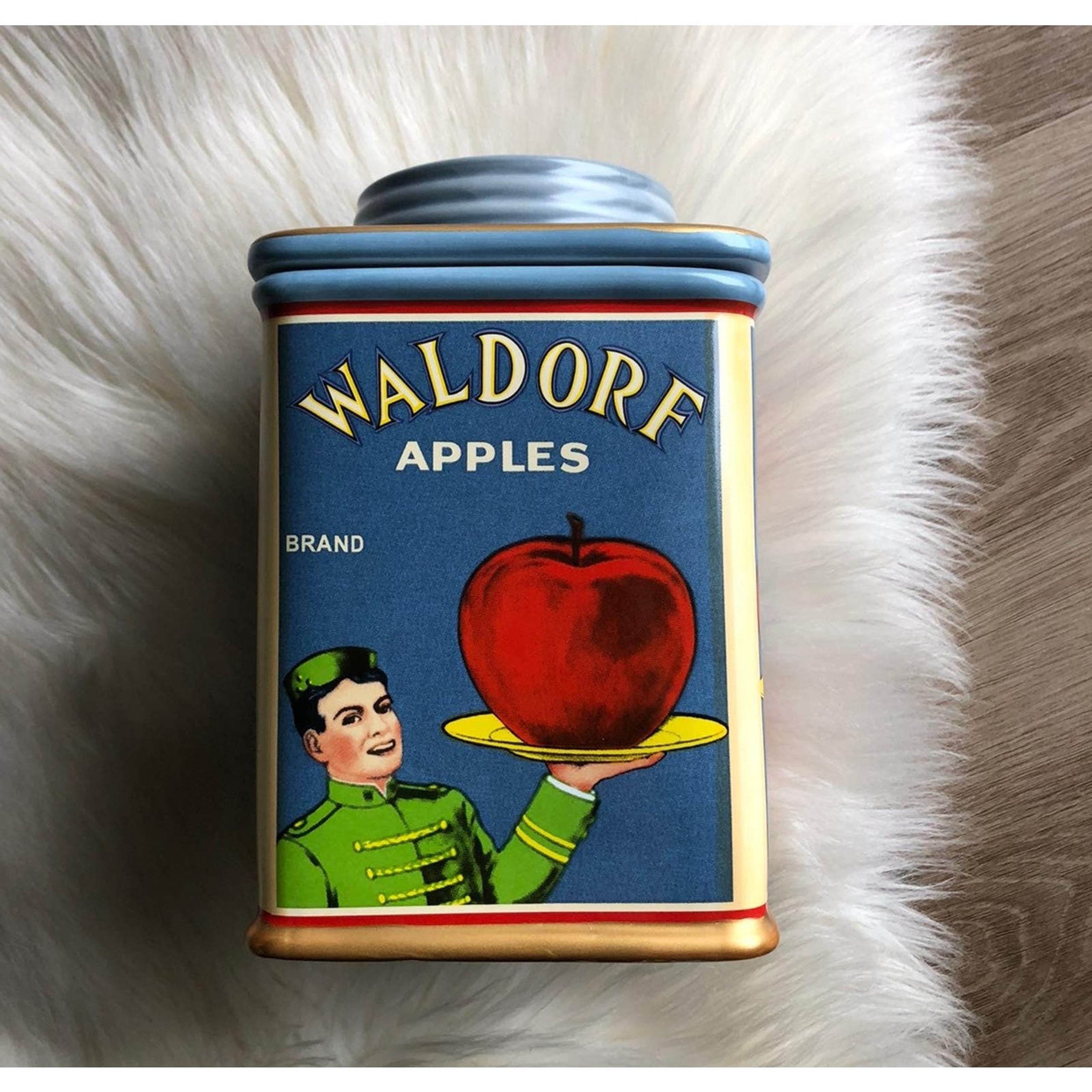 Waldorf Apples Brand Vintage Labels Canister Stoneware