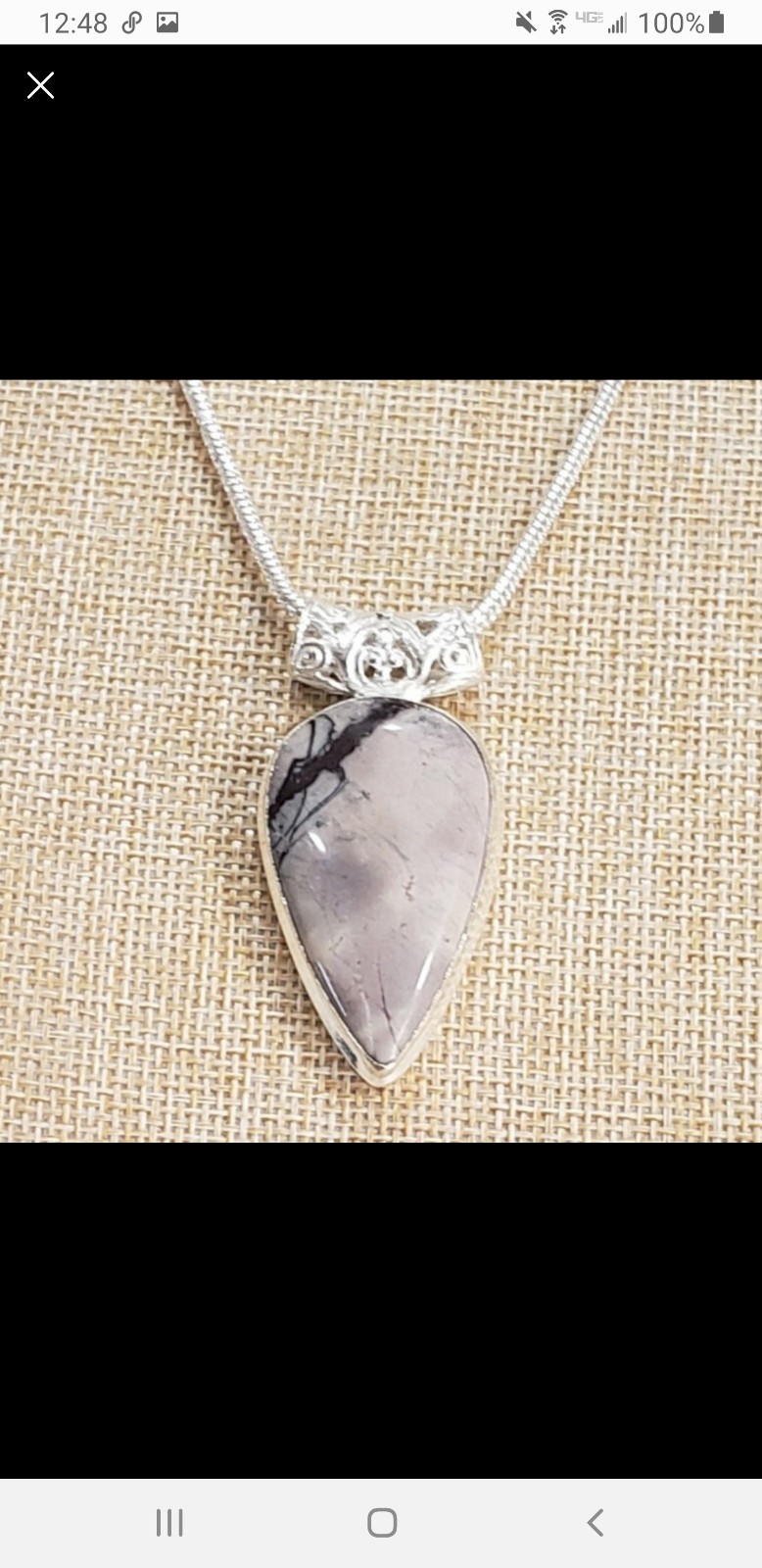 Porcelain jasper 925 silver pendant necklace