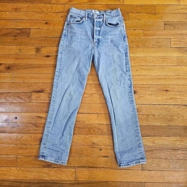 Agolde Riley High Rise Jeans Womens 25 Blue Button Fly Inseam 25”