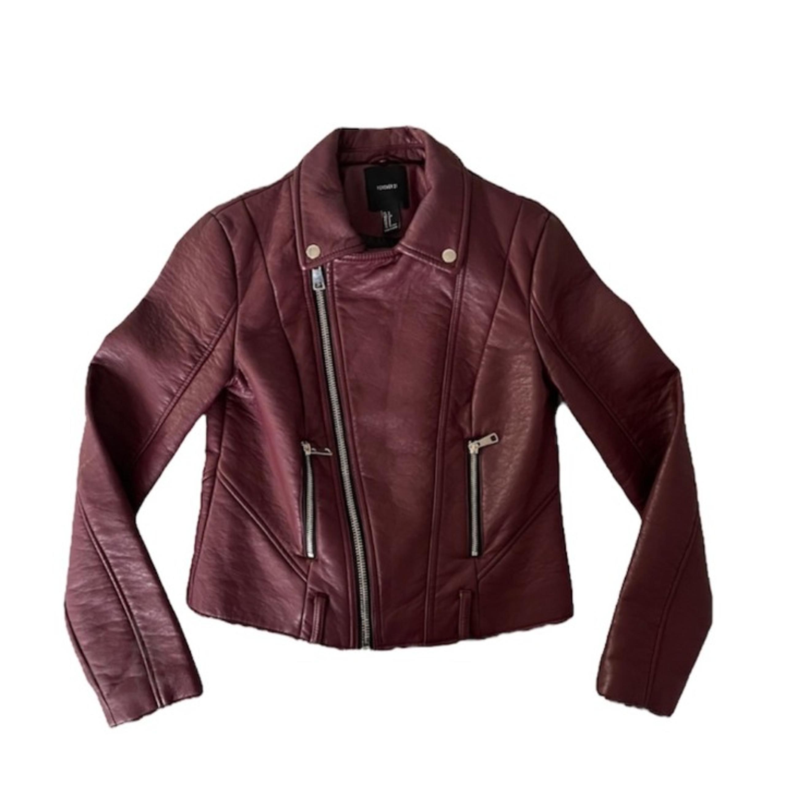 Faux Leather Motto Jacket - FOREVER 21