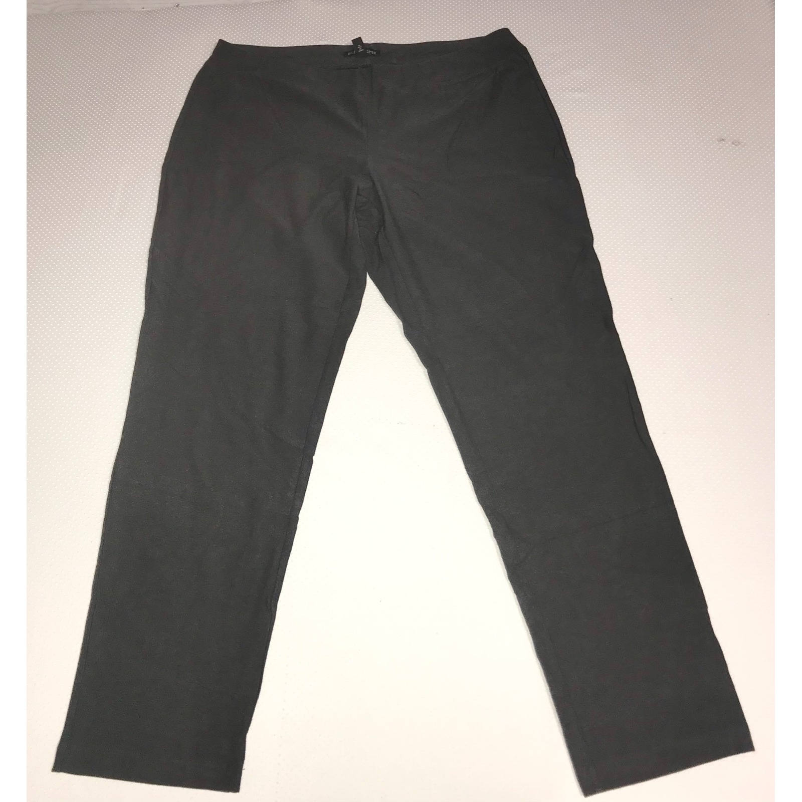 Eileen Fisher Womens Medium Grey Straight Leg Spandex Stretch Pants 27in Inseam