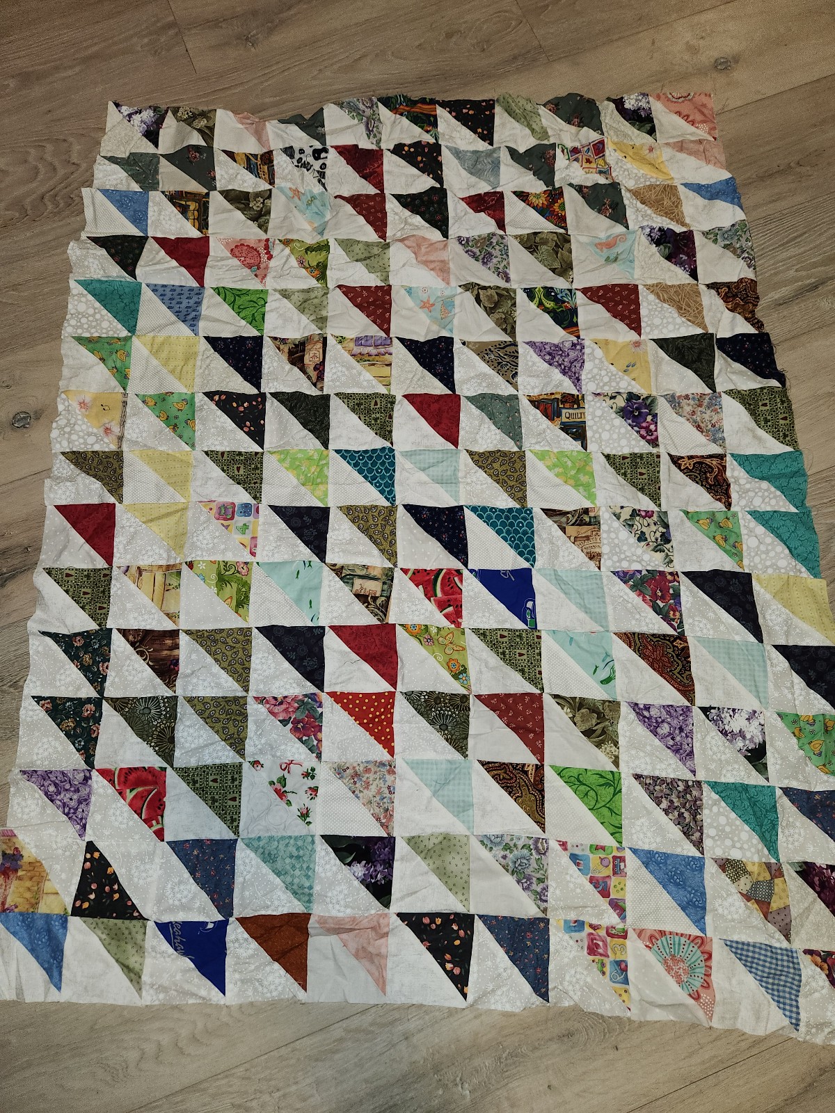 Unfinished Handmade Quilt Top Triangle Patchwork 52 X 42