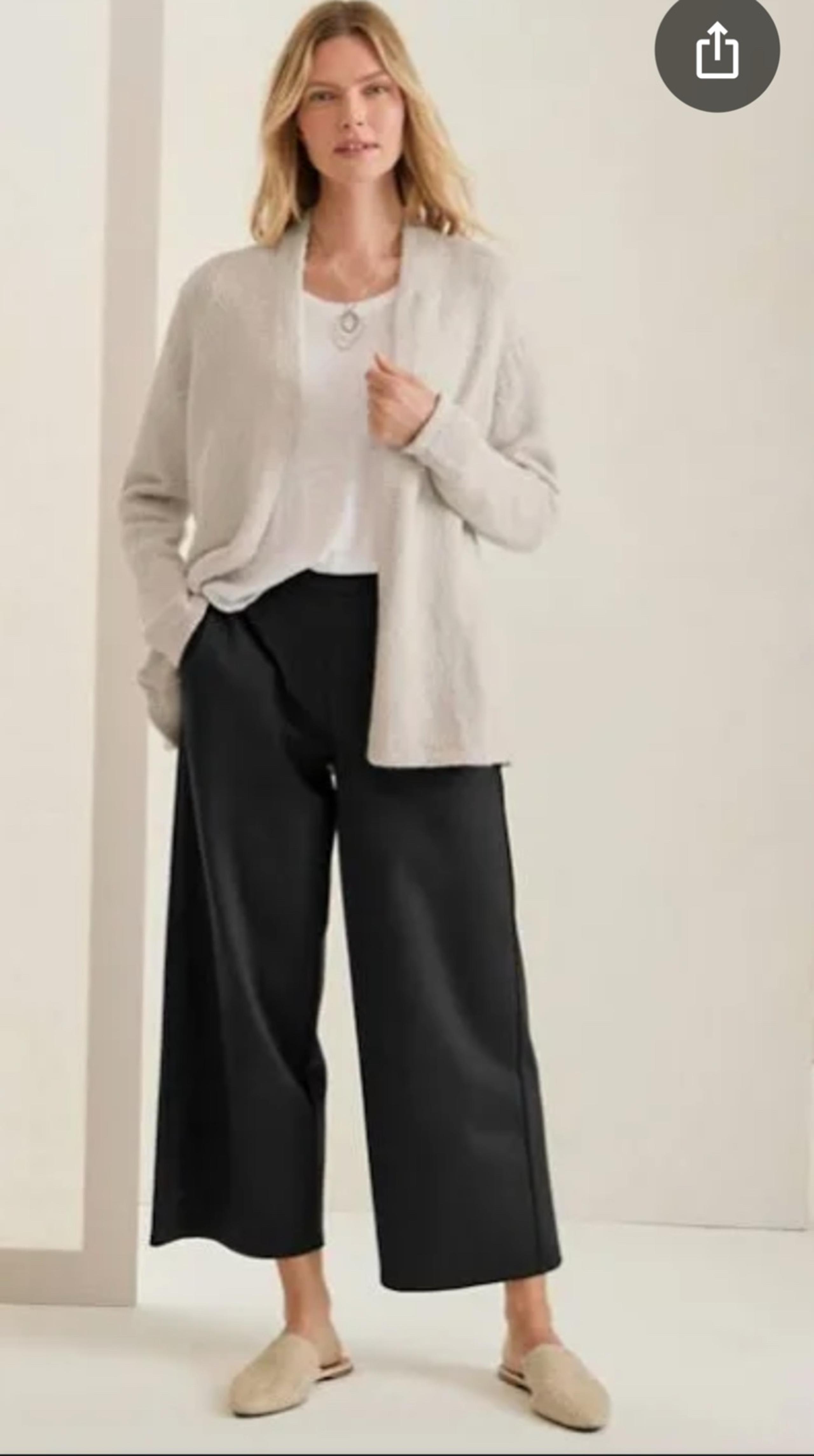 Eileen Fisher Women Large Casual Slouchy Flowy Cropped Pants