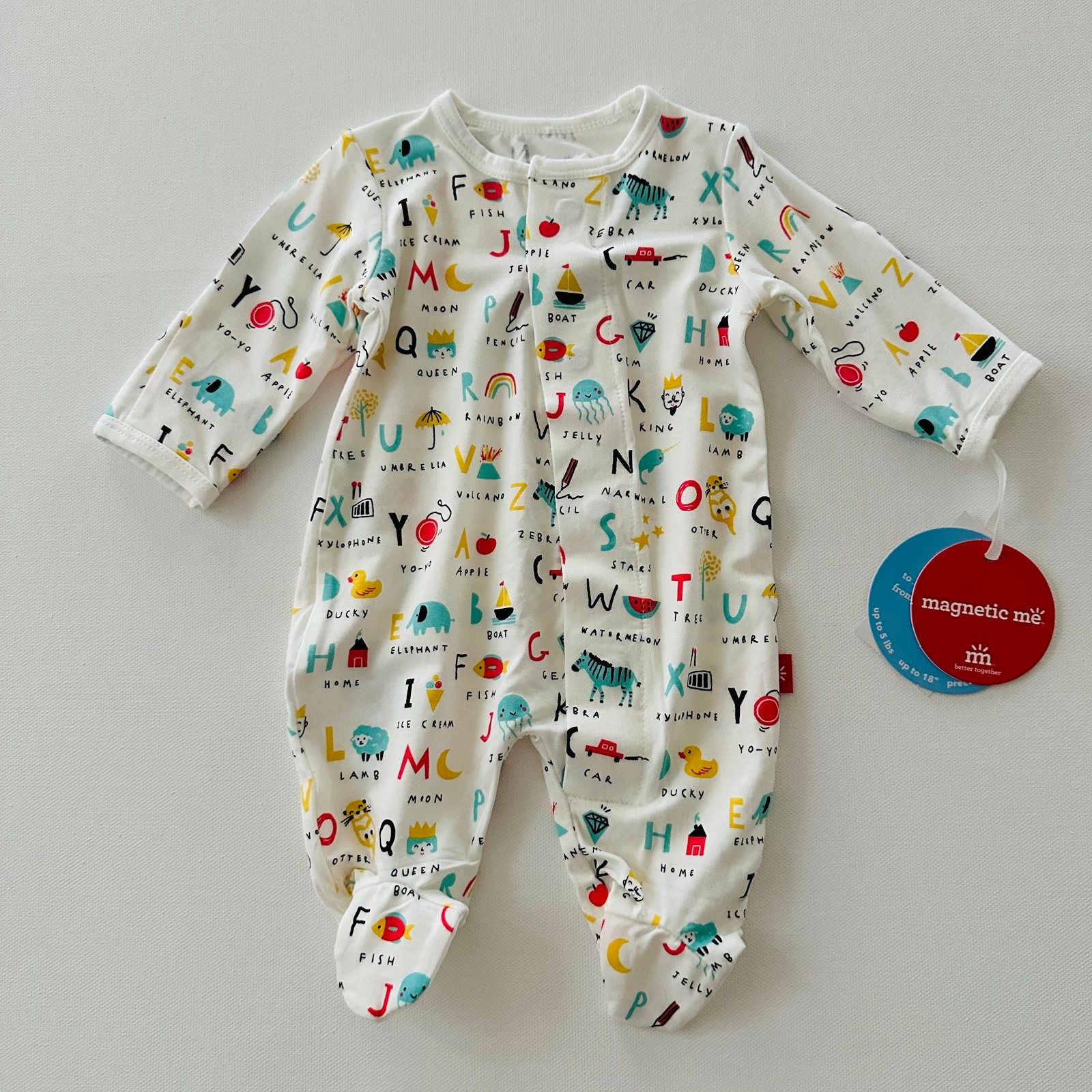 Magnetic Me Preemie ABC Alphabet Print Footie NWT