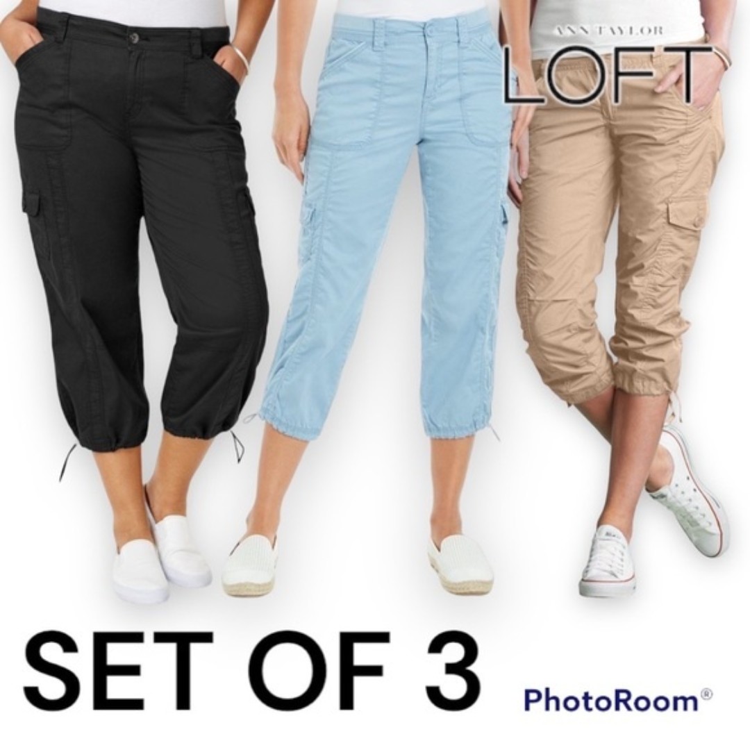 Ann Taylor LOFT SET of 3 CARGO CAPRI PANTS