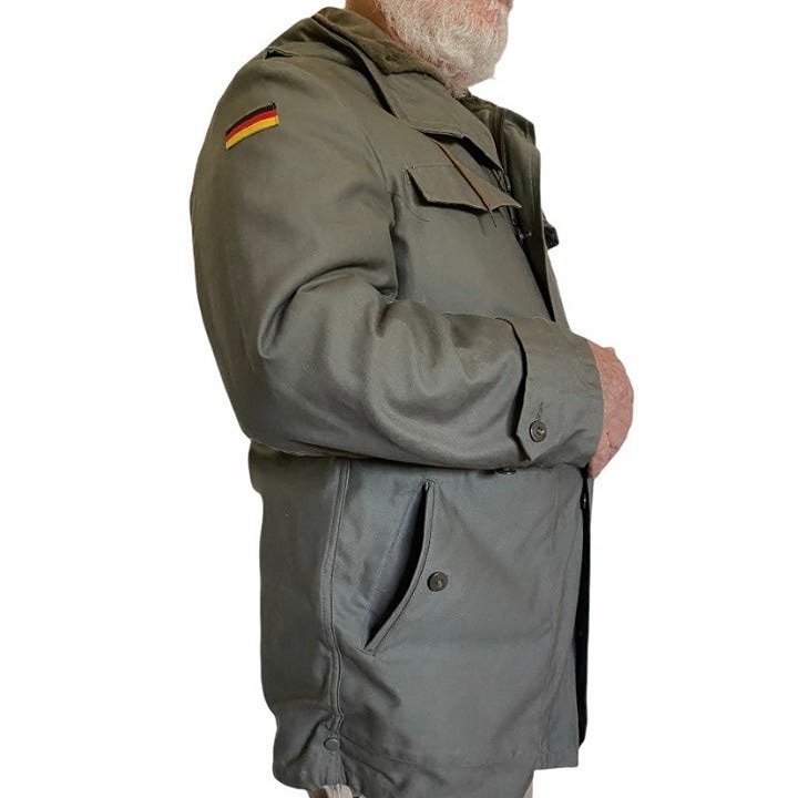 Authentic German Military Coat Parka Warm Hooded Lined Heavy Vintage