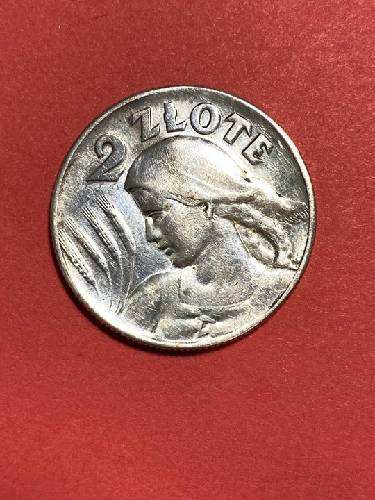 Rare Poland 1925 dot Silver - 2 Zlote Coin