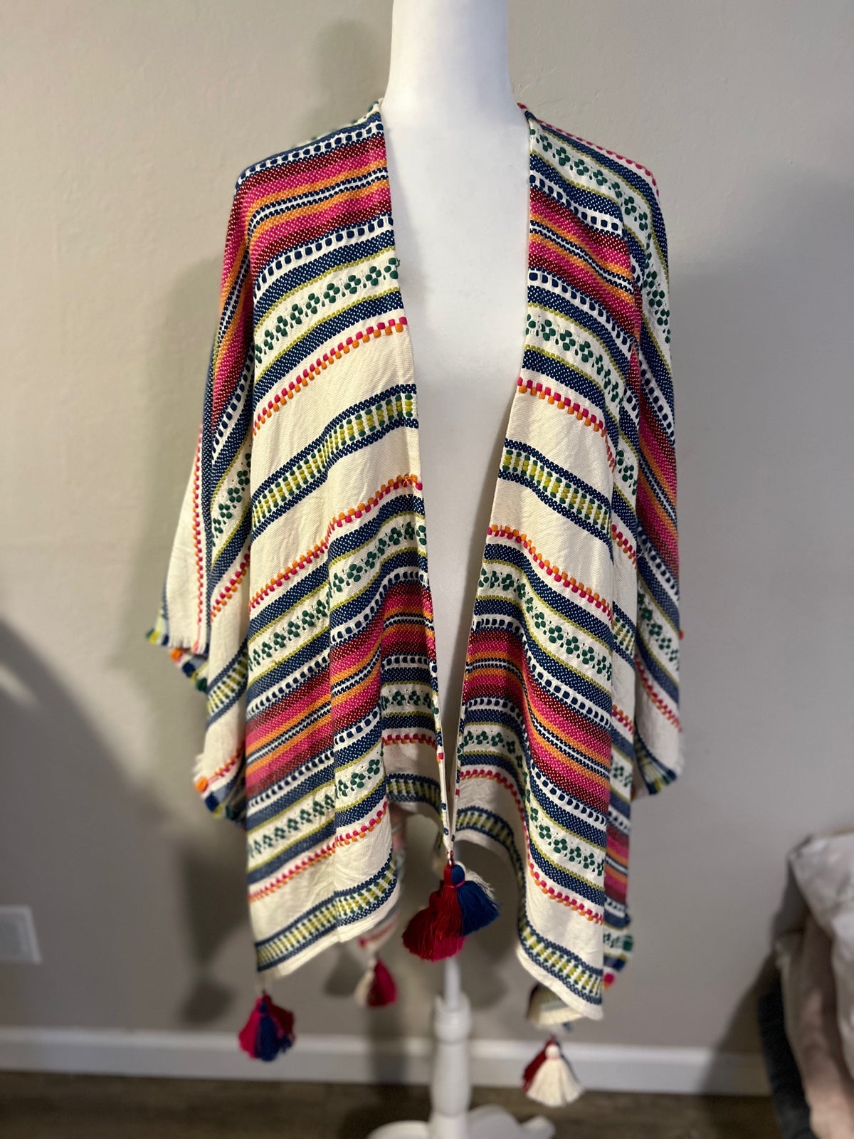 Pendleton bright colors wrap around poncho.