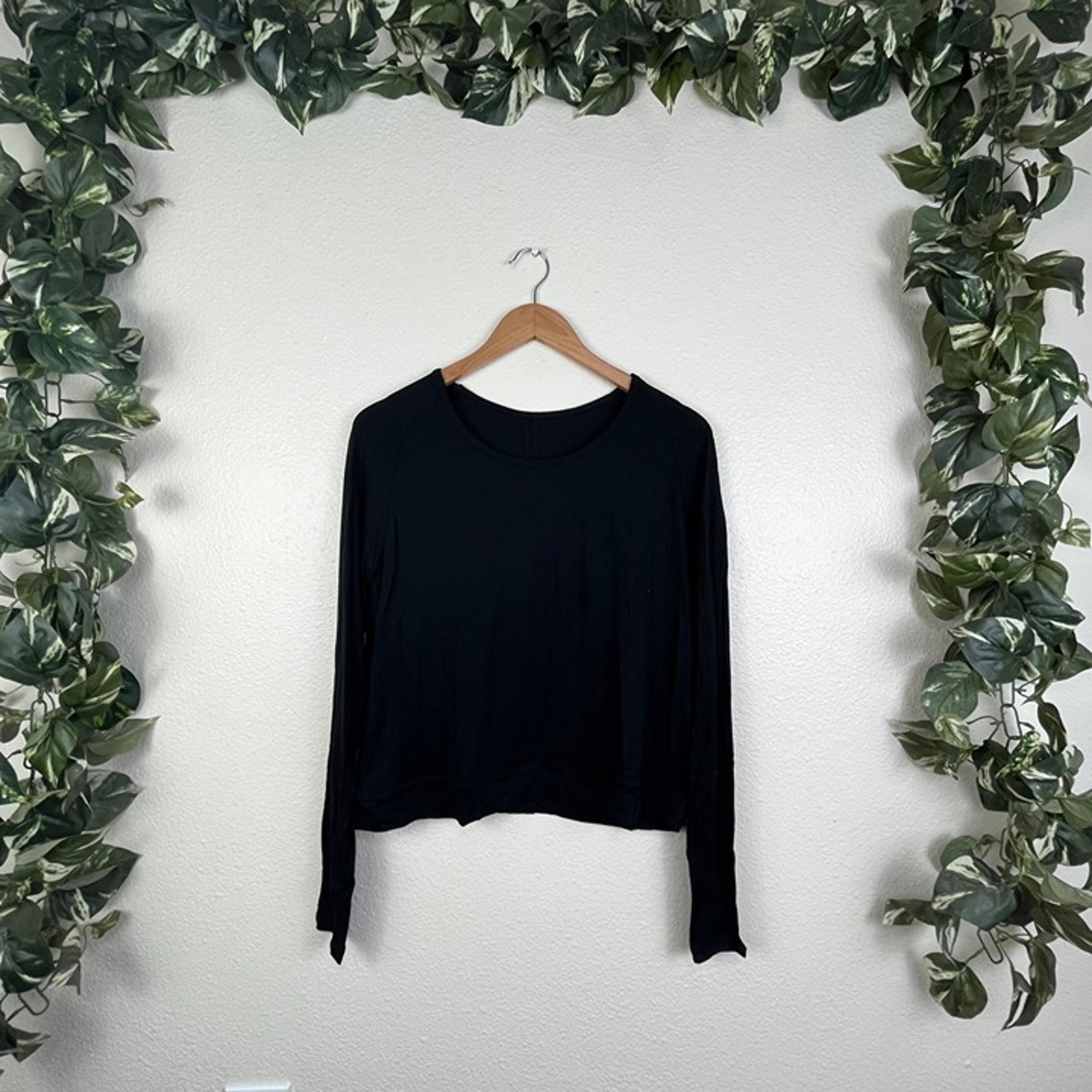 Shein Scoop Neck Open Back Long Sleeve Shirt Black Women’s Size M