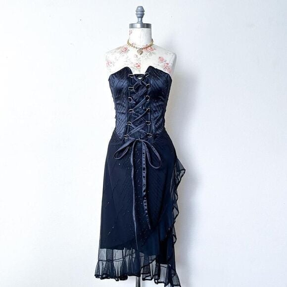 attitudes by debra rare vintage punk goth corset prom dress womens medium