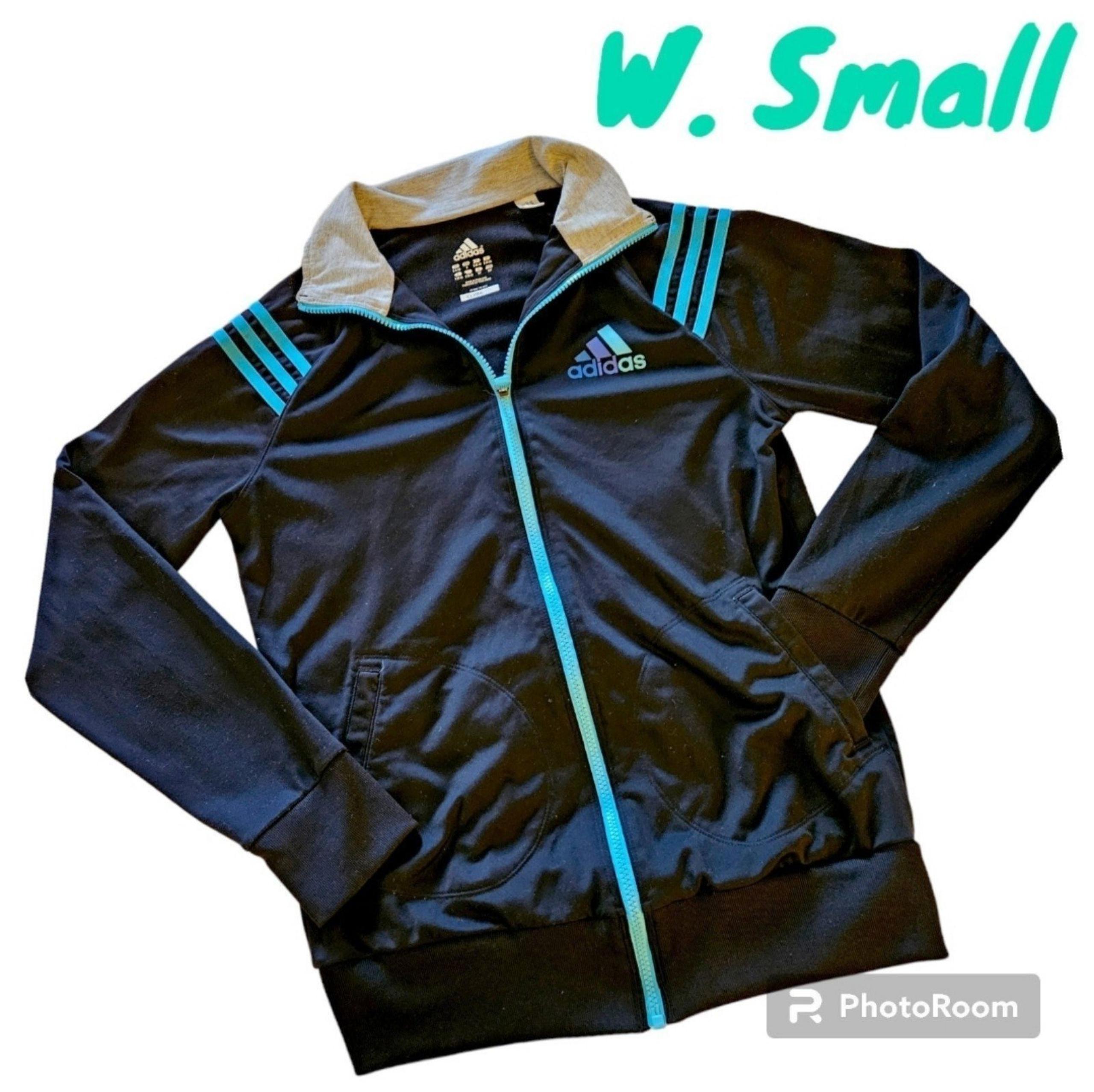 Adidas Womens Small Climalite Jacket Trainer Track Black Turquoise Vintage Y2k