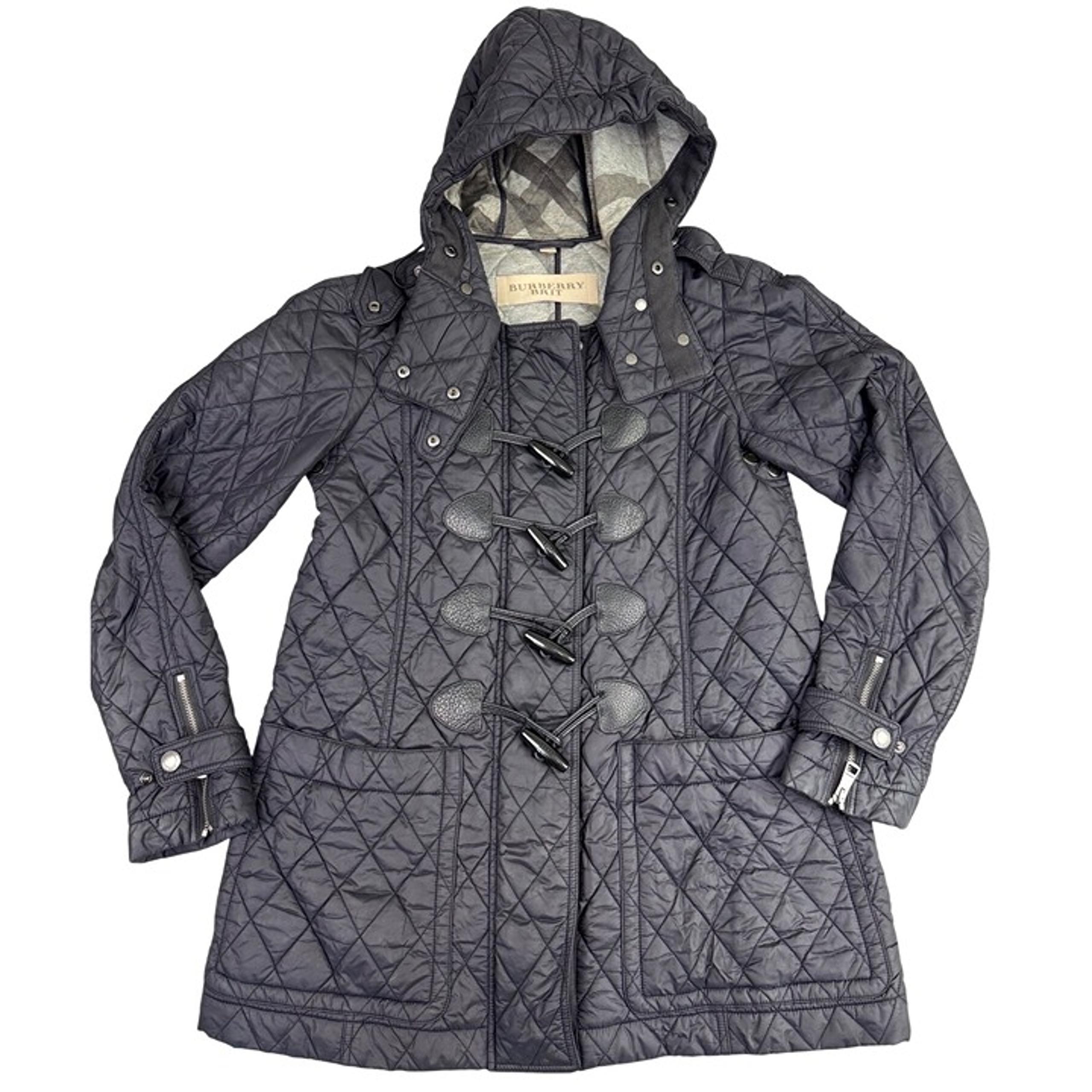 Burberry Brit Quilted Toggle Hooded Coat XS Womens Black Nylon Cotton Blend - Lucky Brand