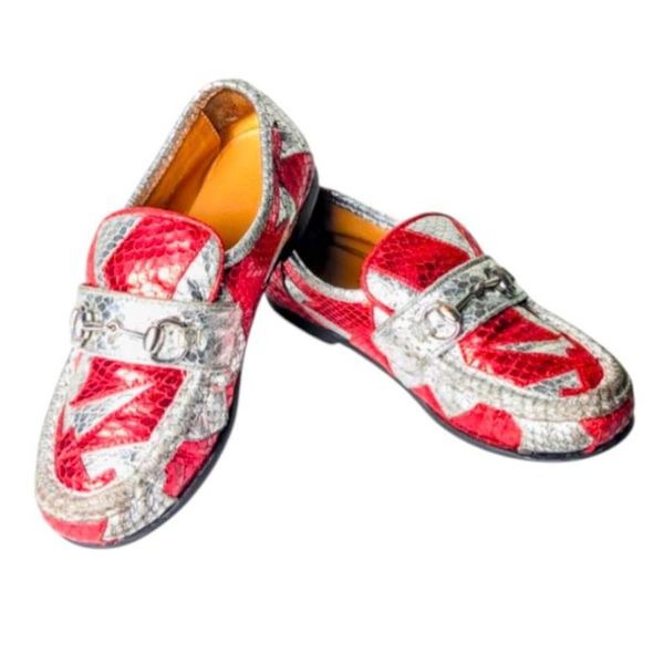 GUCCI Vintage Rosso Argento Horsebit Loafer Toddler's Size 13.5 (EUR 31)