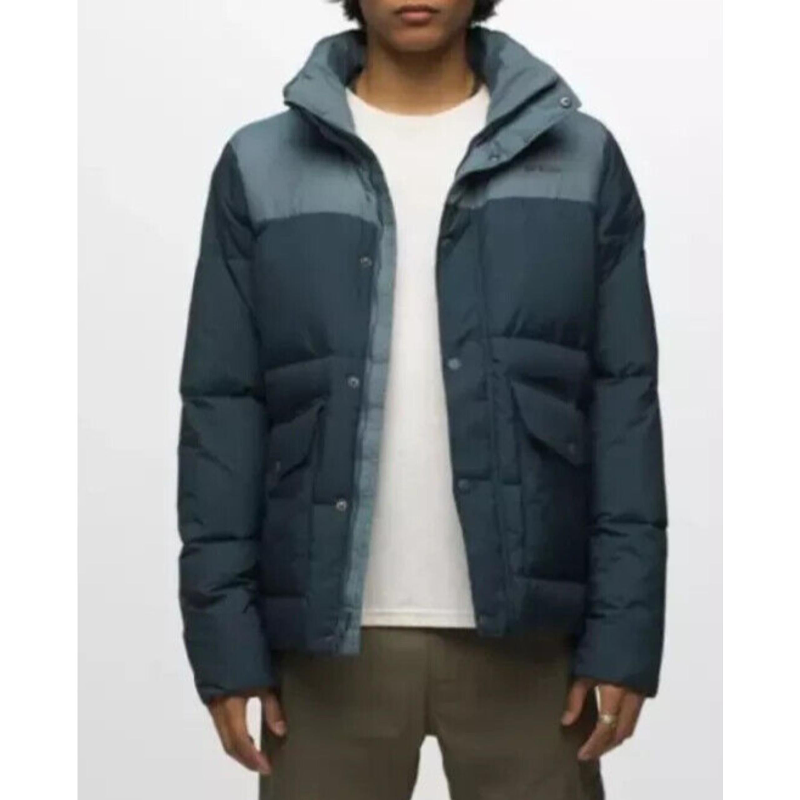 Prana Timber Trail Down Jacket Men's Sz XXL Blue Puffer Hooded Zip $270 NWT