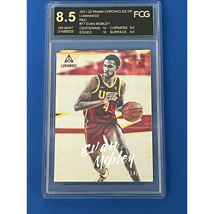 Evan Mobley 2021-22 Panini Chronicles Draft Picks Luminance Red 77 Graded #/149
