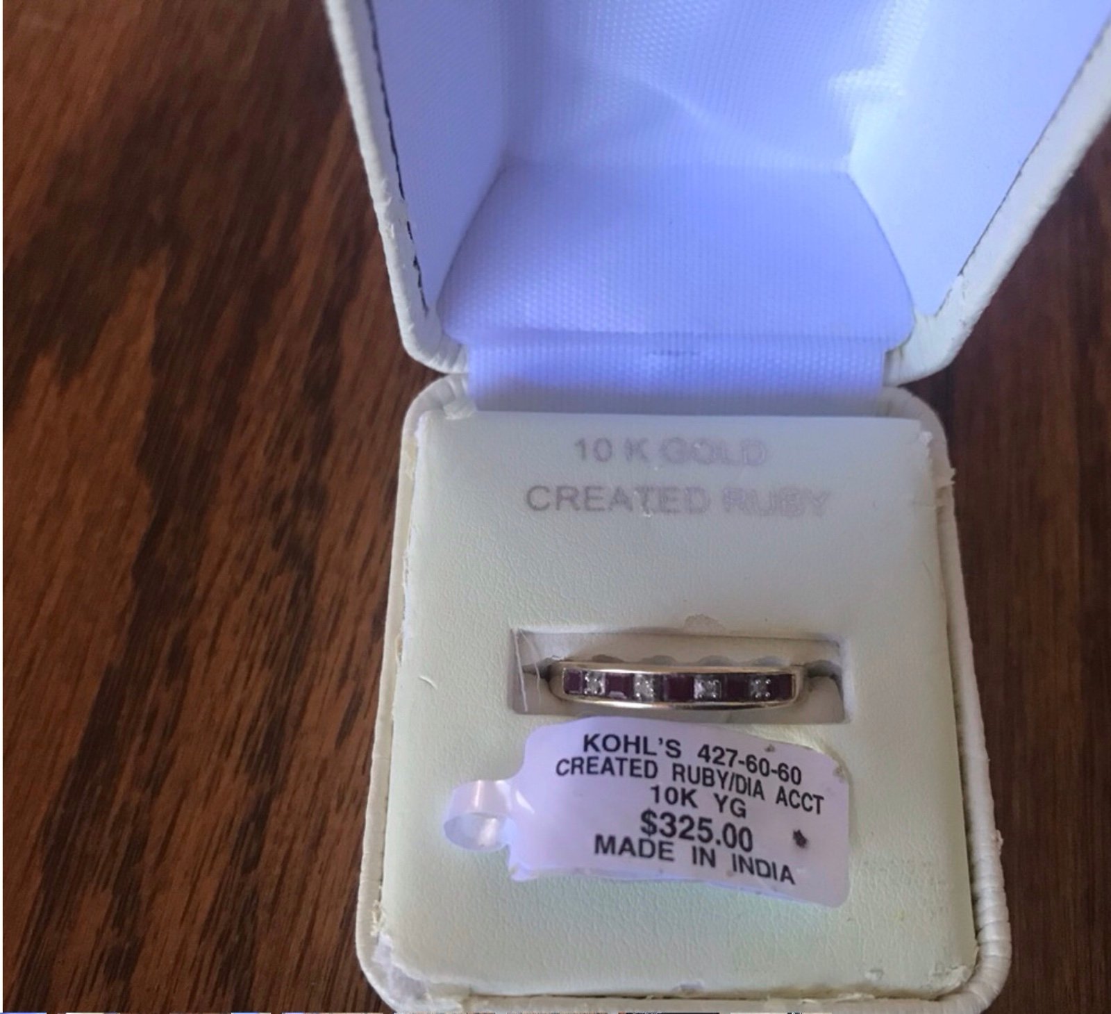 10k Yellow Gold Created Lab Ruby Ring Size 7
