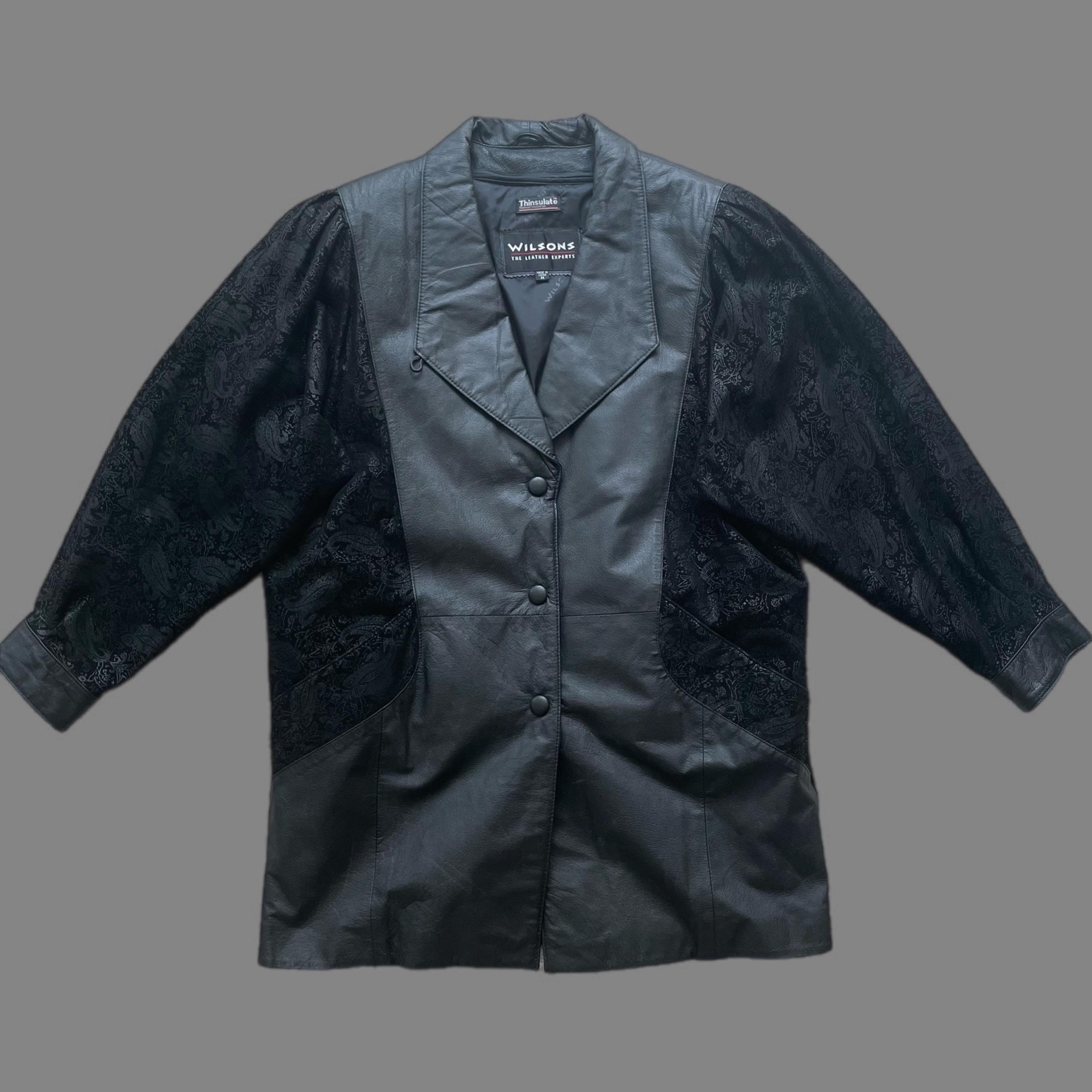 Wilson’s insulated leather trench coat with a paisley print