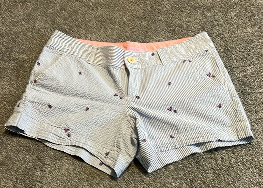 Lil Pulitzer Striped Blue Women’s Shorts with lady bug accents