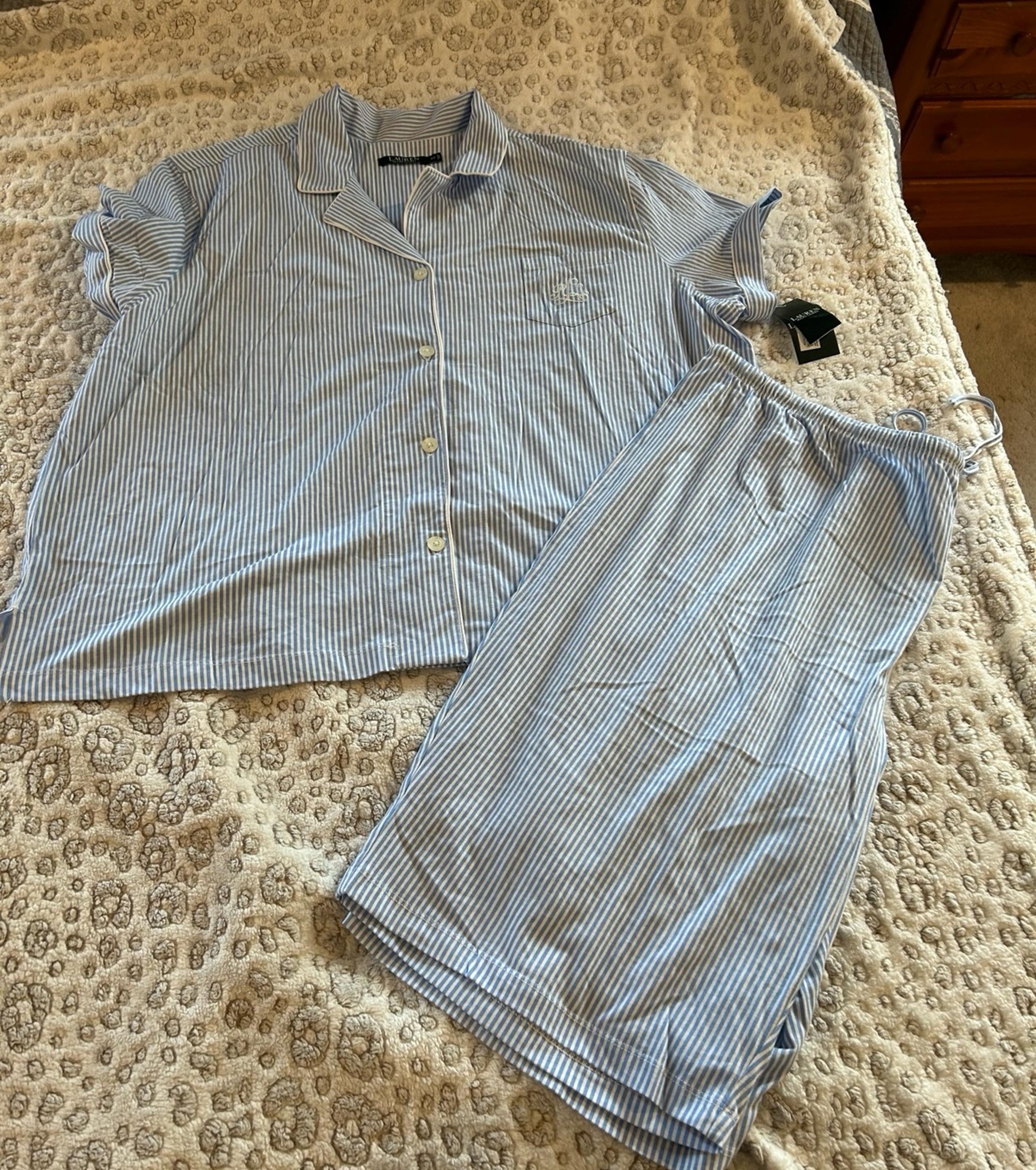 NWT Women’s Plus Size 3x Ralph Lauren Pajamas Striped Top and long shorts