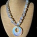 Vintage Stunning Opalescence Art Glass Drop Pendant Chunky Bead Necklace