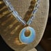 Vintage Stunning Opalescence Art Glass Drop Pendant Chunky Bead Necklace