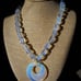 Vintage Stunning Opalescence Art Glass Drop Pendant Chunky Bead Necklace