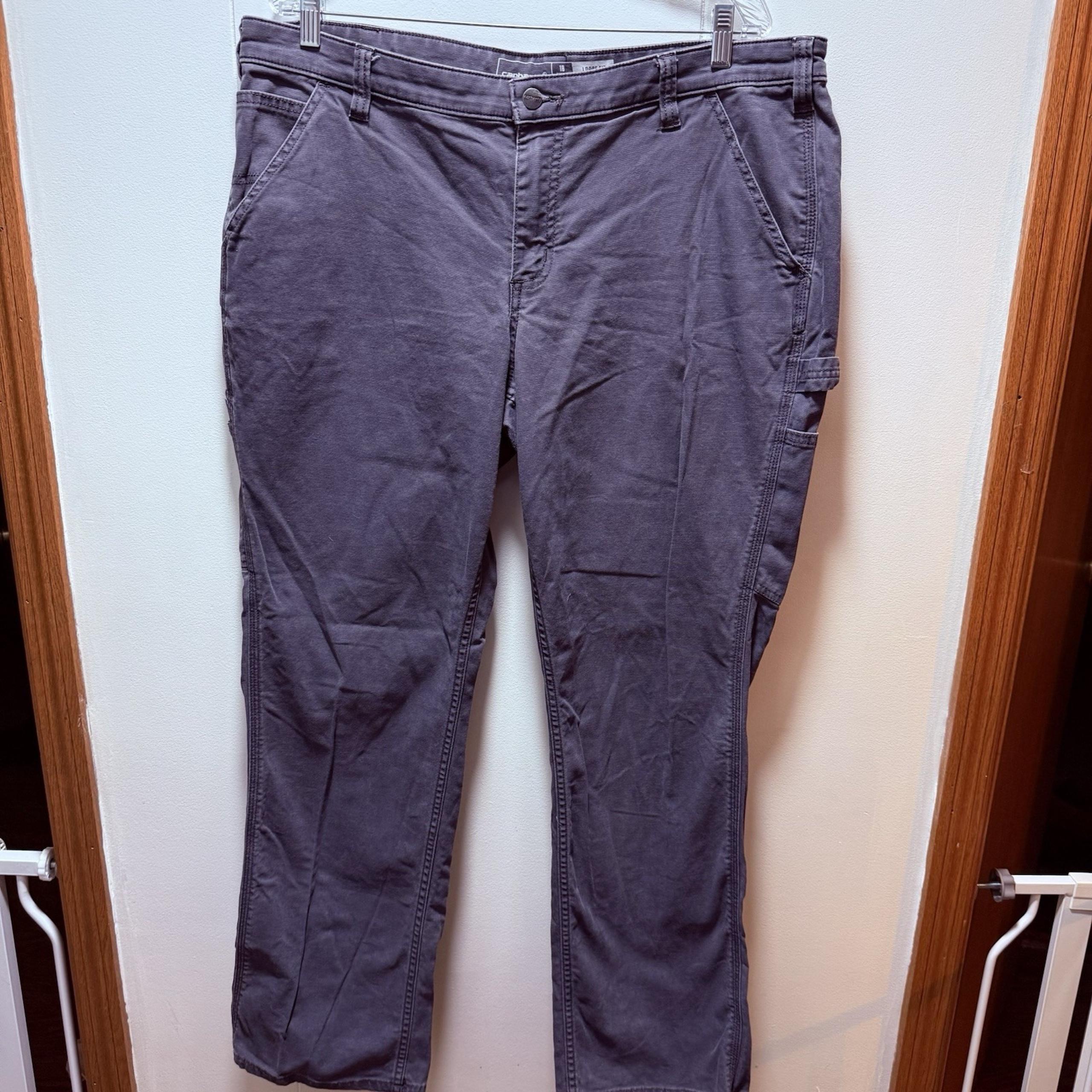 Carhartt Cargo Carpenter Pants Womens Size 18 Regular Loose Fit Gray Workwear