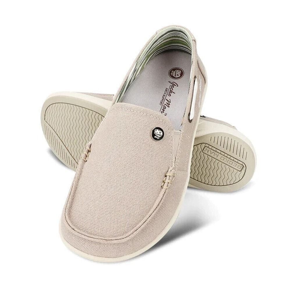 Gecko Man Women's Size 11W Arch Support Beige Canvas Slip on Loafer Shoes NEW