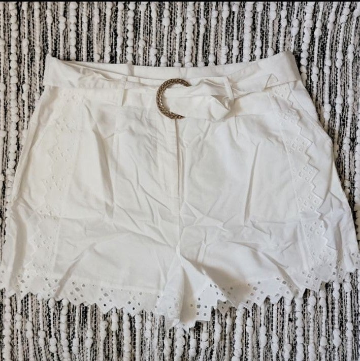 Topshop White Embroidered Shorts