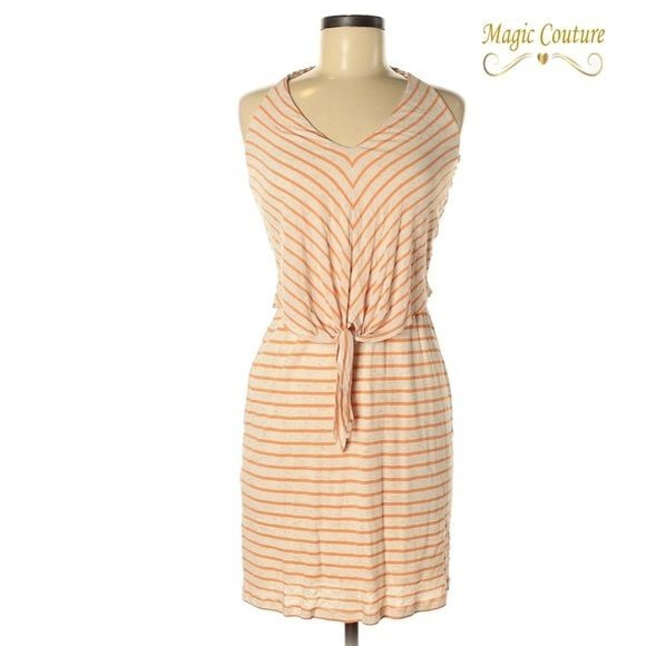 Ella Moss Orange and Cream Striped Halter Neck Dress