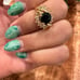 Size7 gold tone black and clear stone cocktail ring
