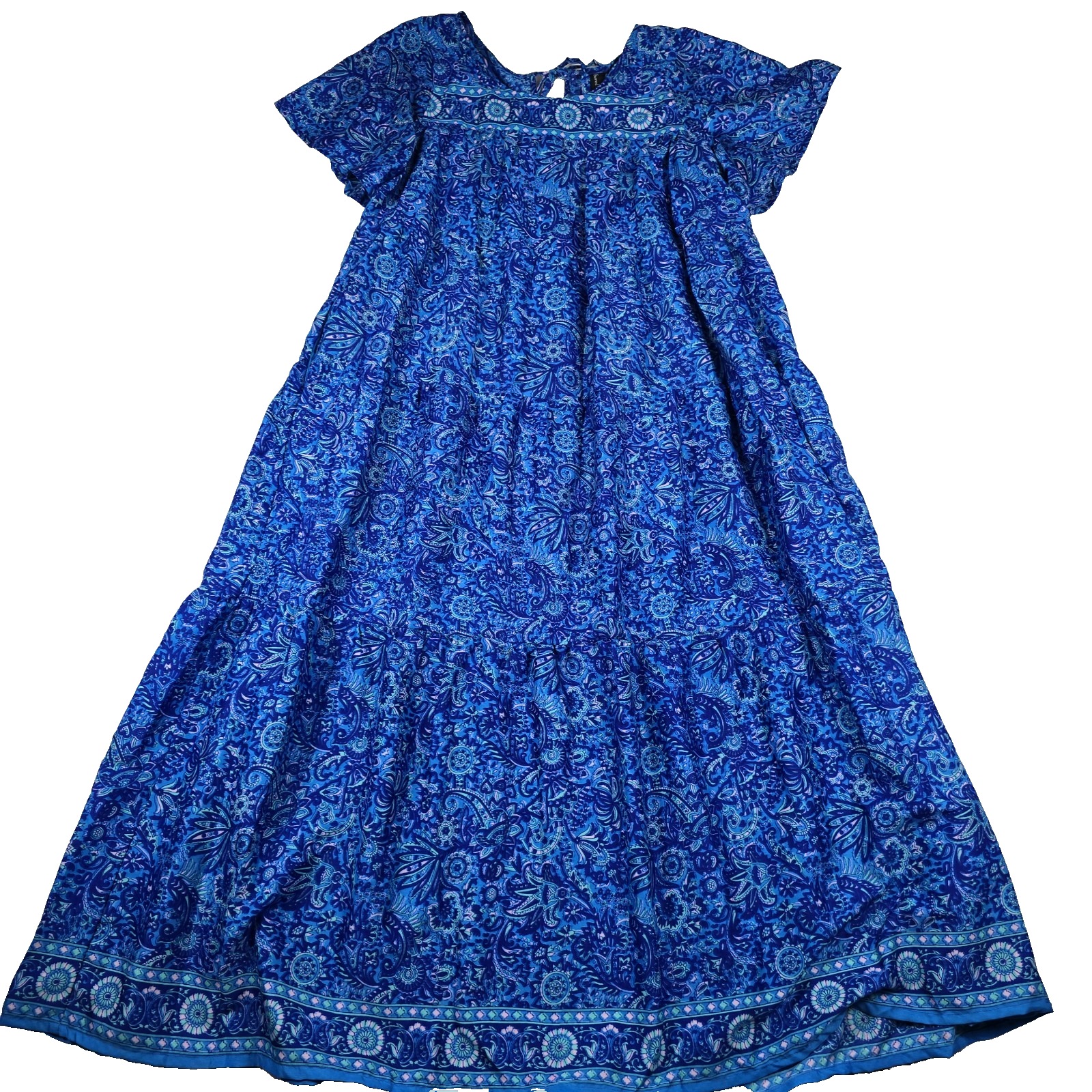 Sacred Threads Blue Pink Women's One Size Dress Boho Hippie New
