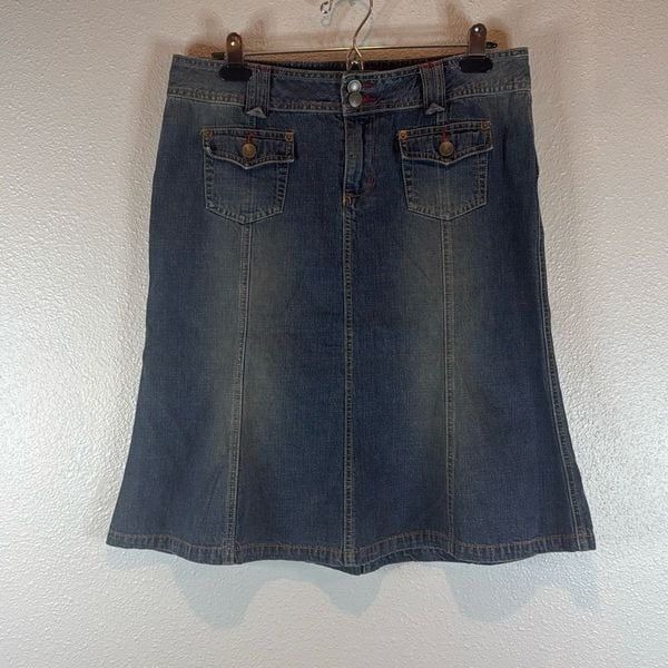 Union bay vintage y2k knee length denim skirt 11