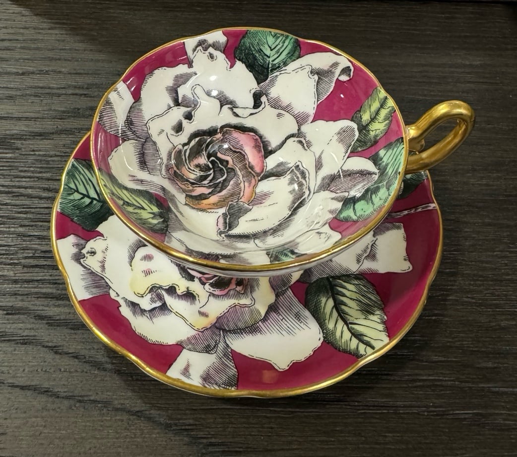 Vintage Taylor & Kent Langton England Rose Pink Tea Cup & Saucer