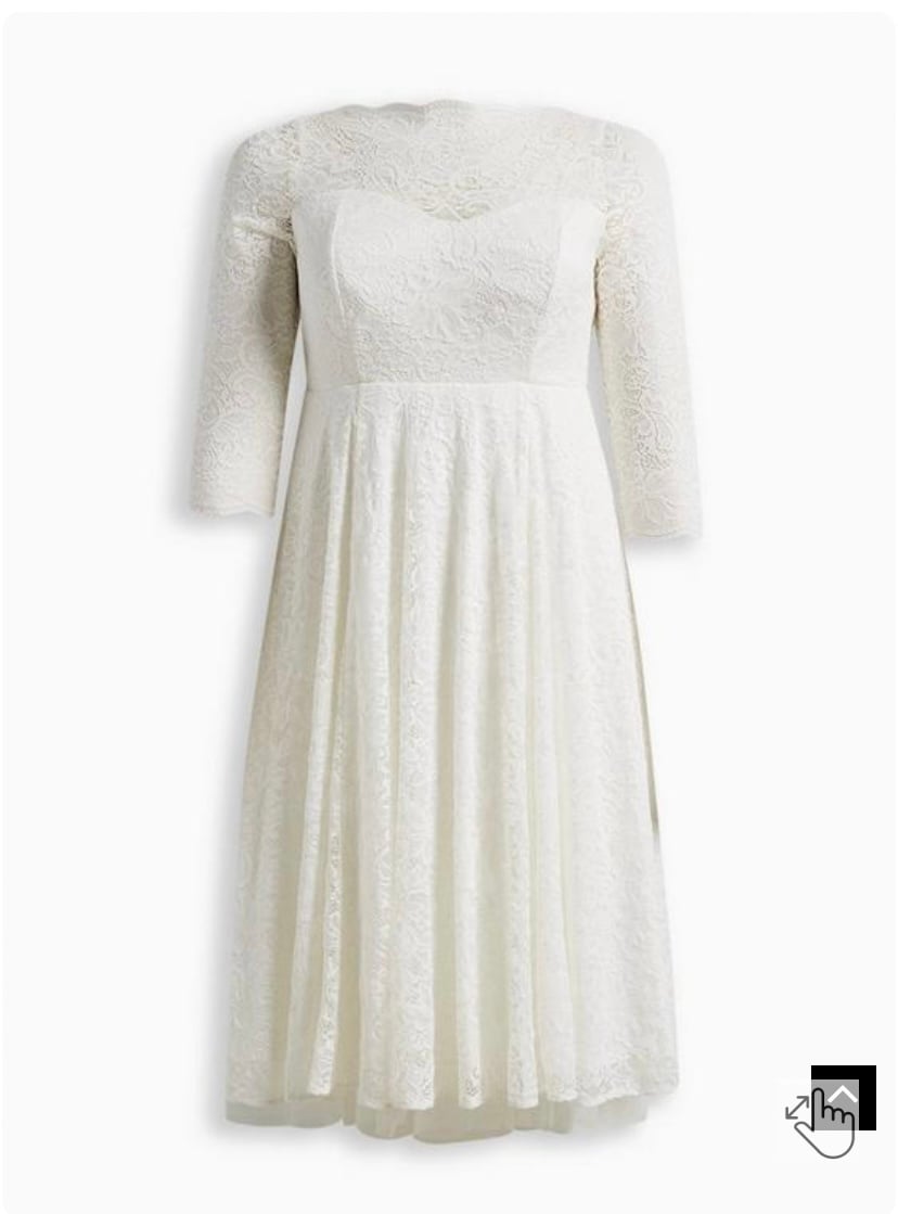 Torrid Ivory Lace Tea-Length Wedding Dress | Plus size 16