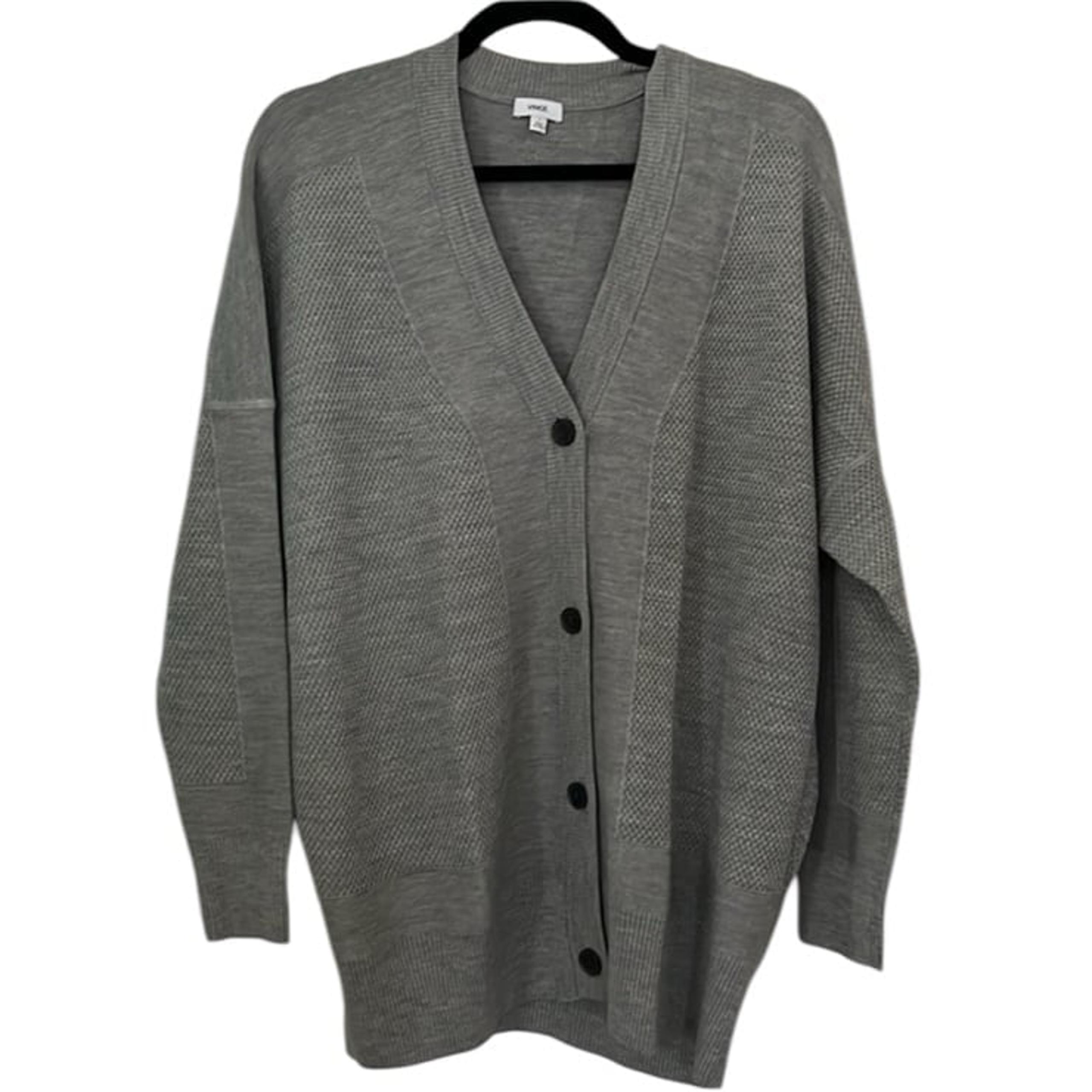 Vince button down gray oversized wool and silk Cardigan - Vince Camuto