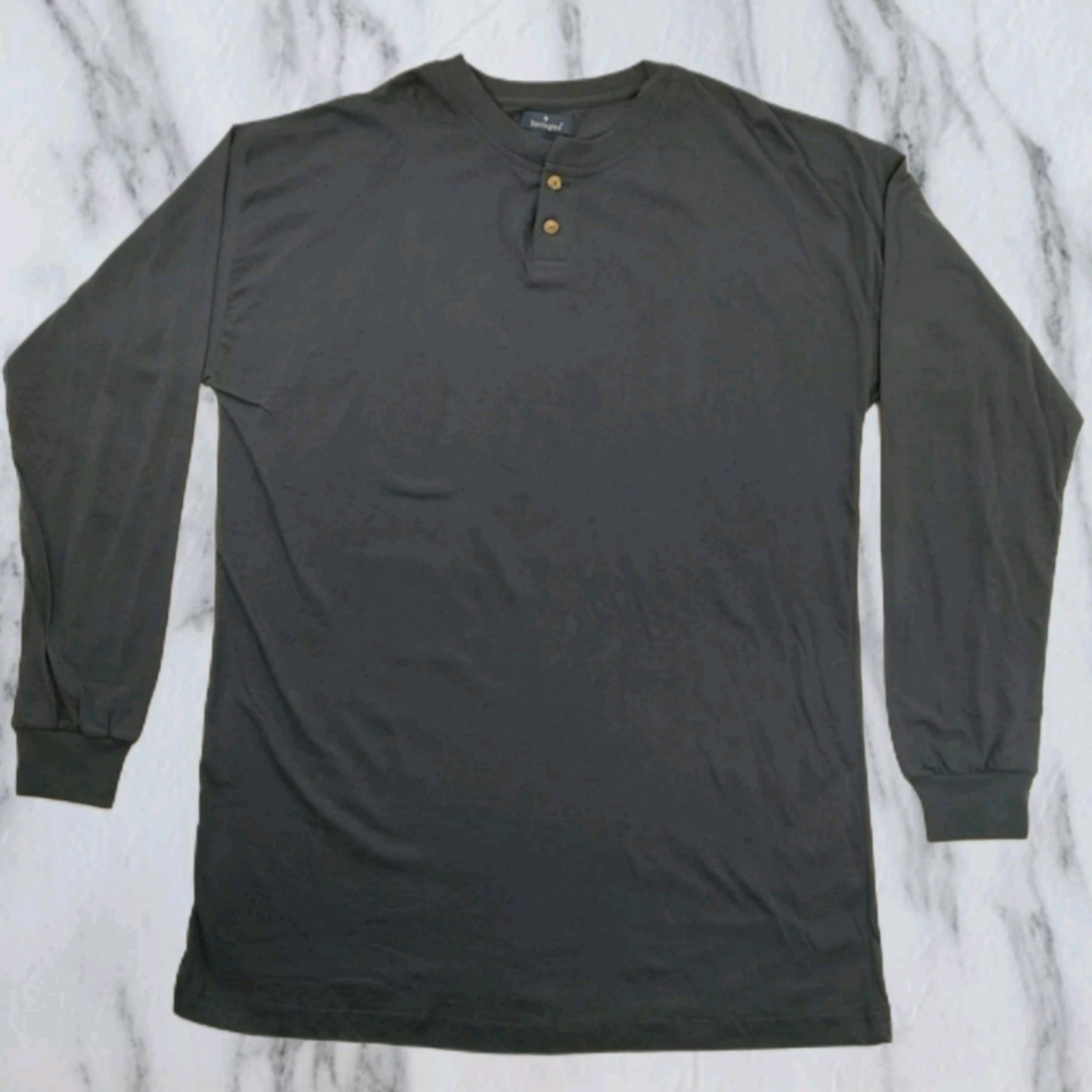Barrington Navy Blue All Cotton Long Sleeve Henley T-Shirt Men Size Large