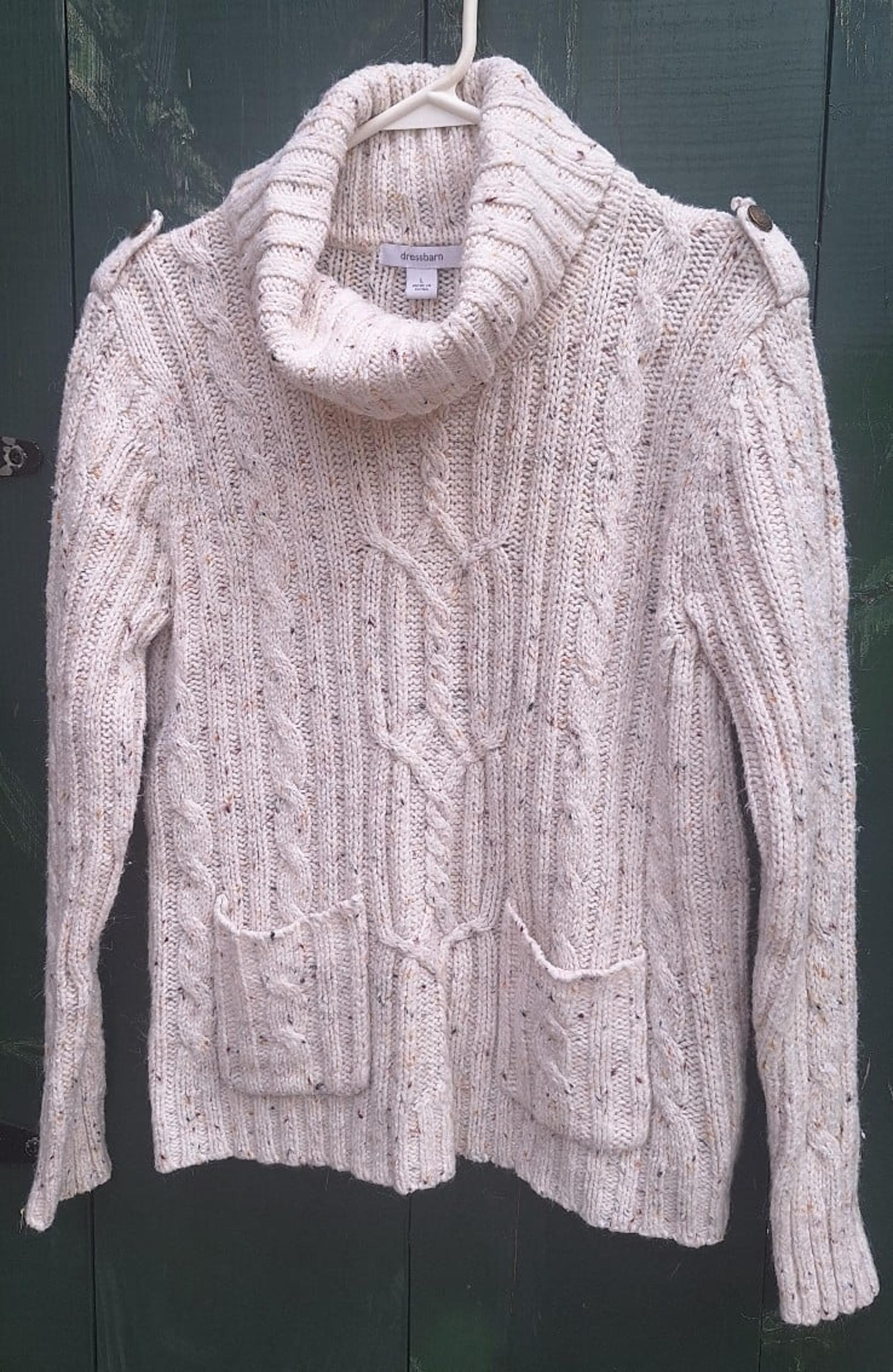 Dress Barn L Off White Marled Cowl Neck Nice Sweater!! NWOT