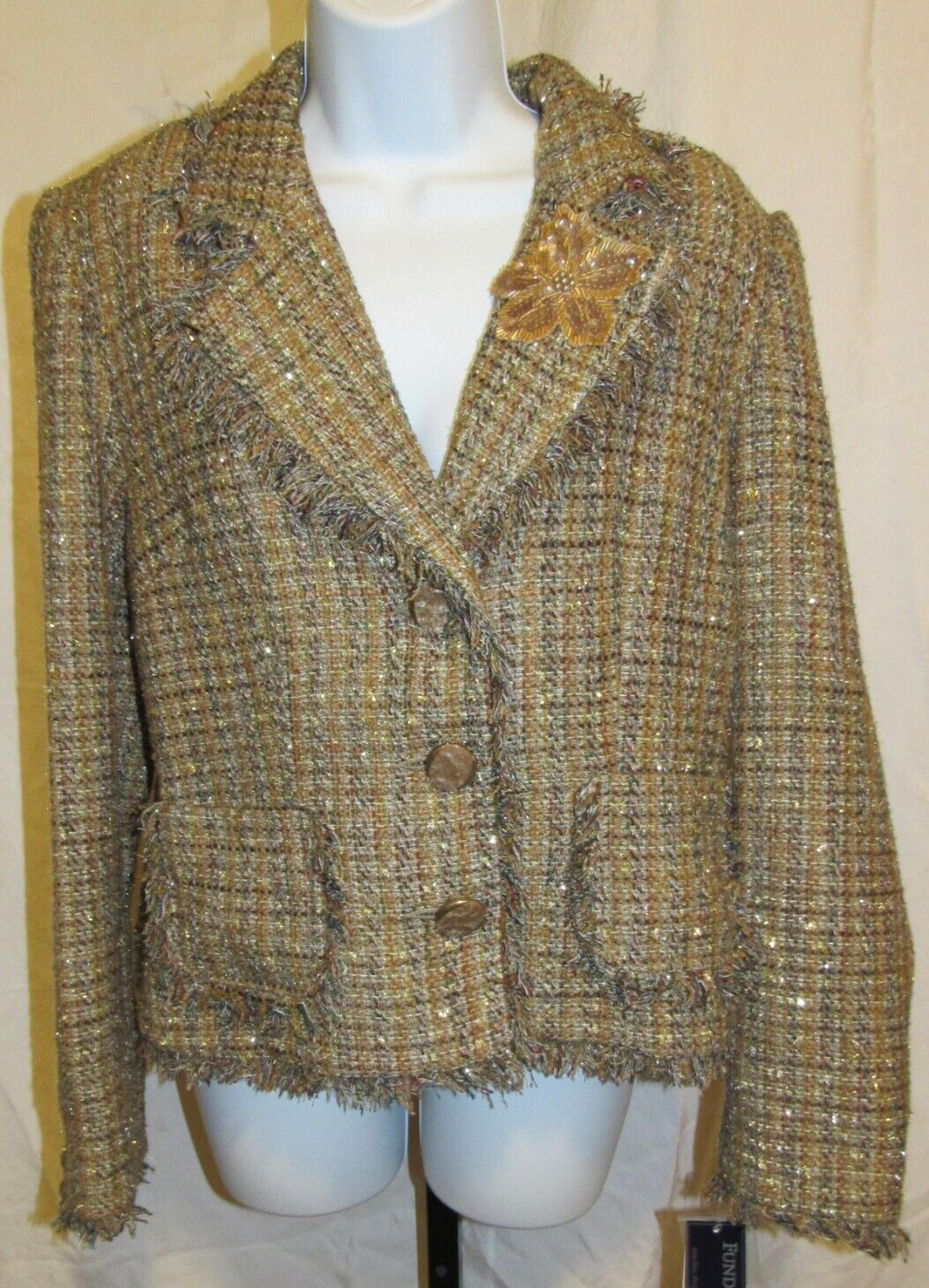 NEW Brown Tweed Fundamental Things Lined Jacket Blazer Size 10