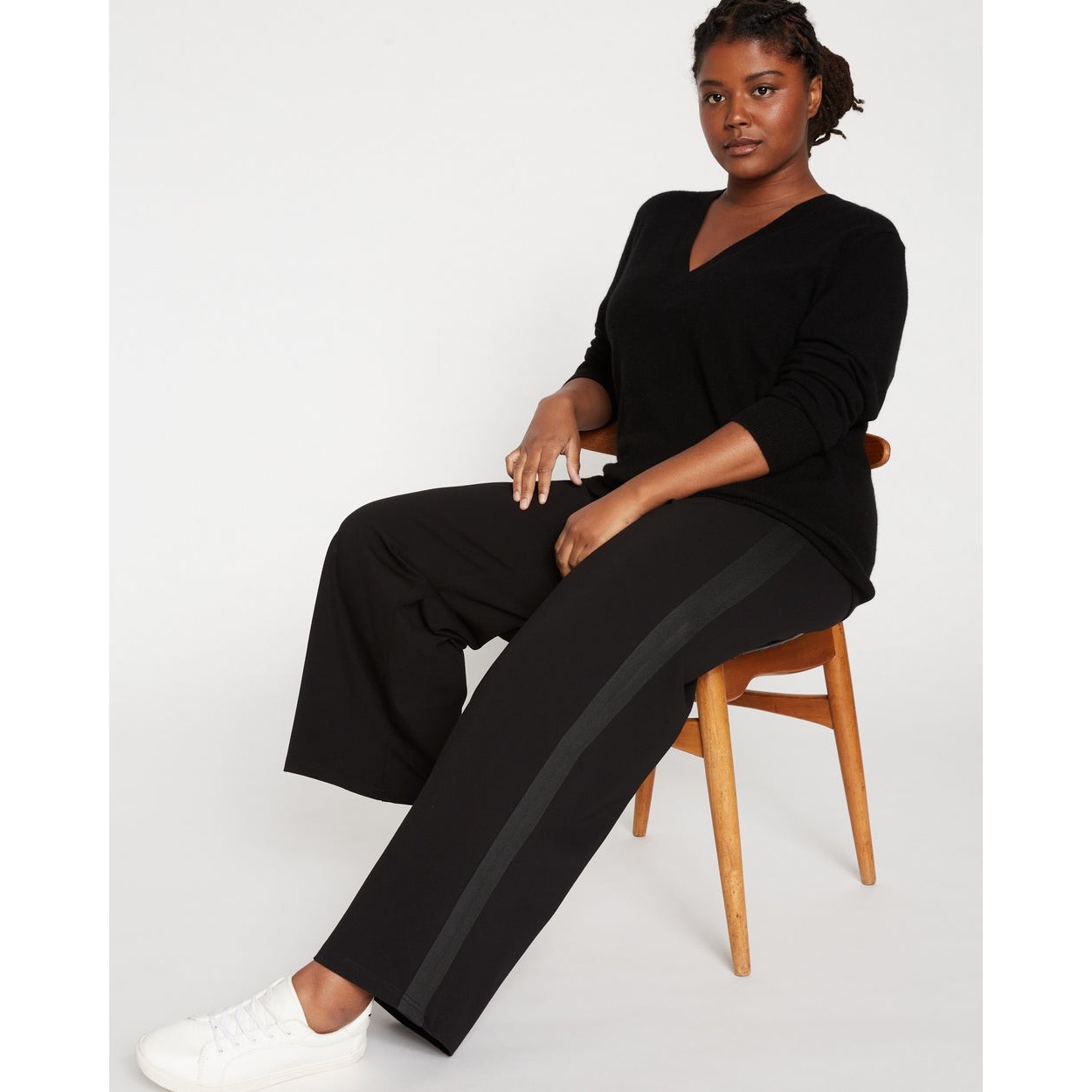 Universal Standard Stephanie Wide Leg Cropped Pants Black Career Casual 6/8 Med