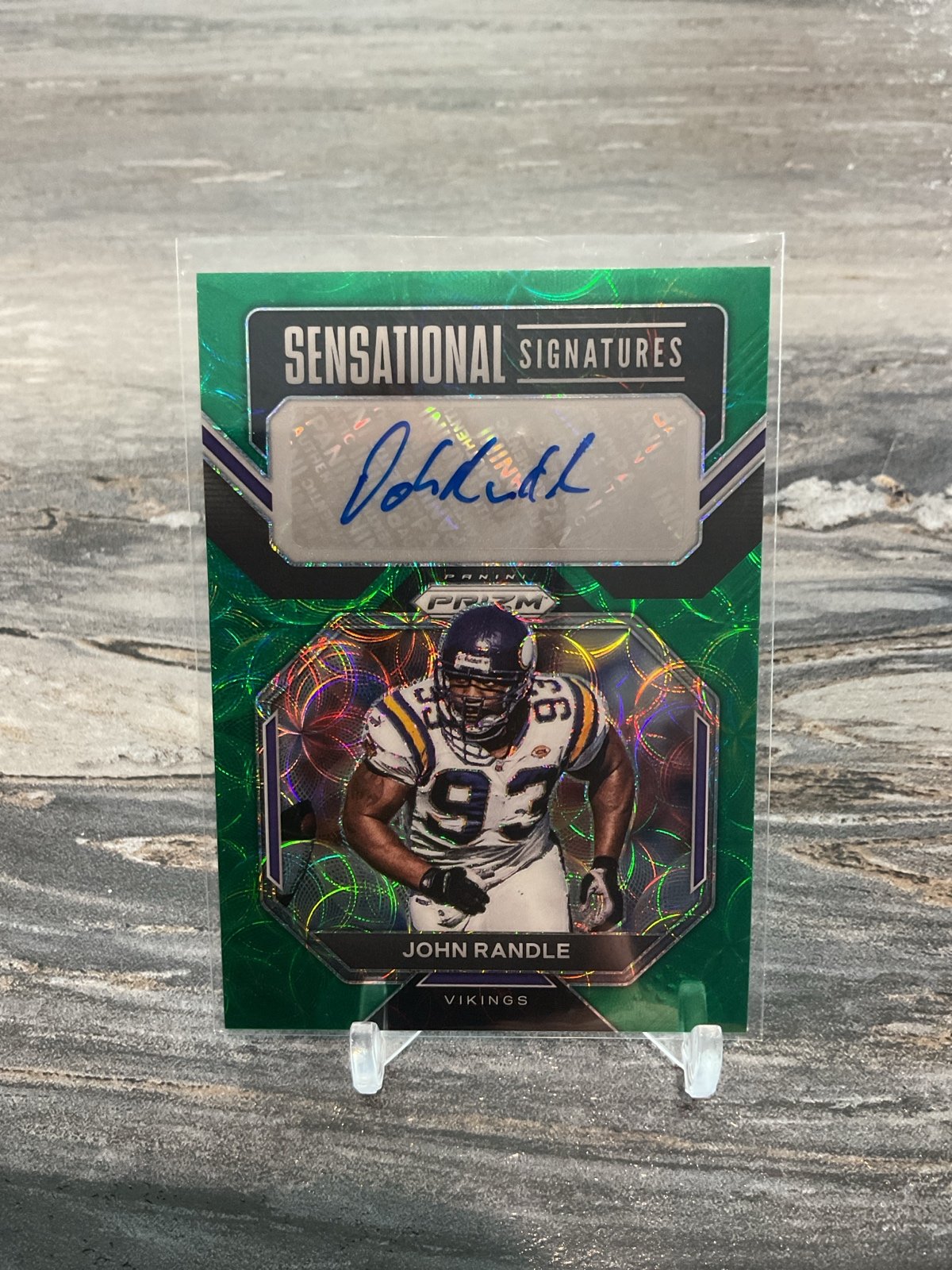 John Randle Green Scope Prizm Autograph Card #75