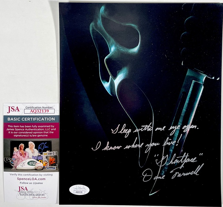 Dane Farwell Signed Scream Ghostface 8x10 Photo G Autograph JSA COA